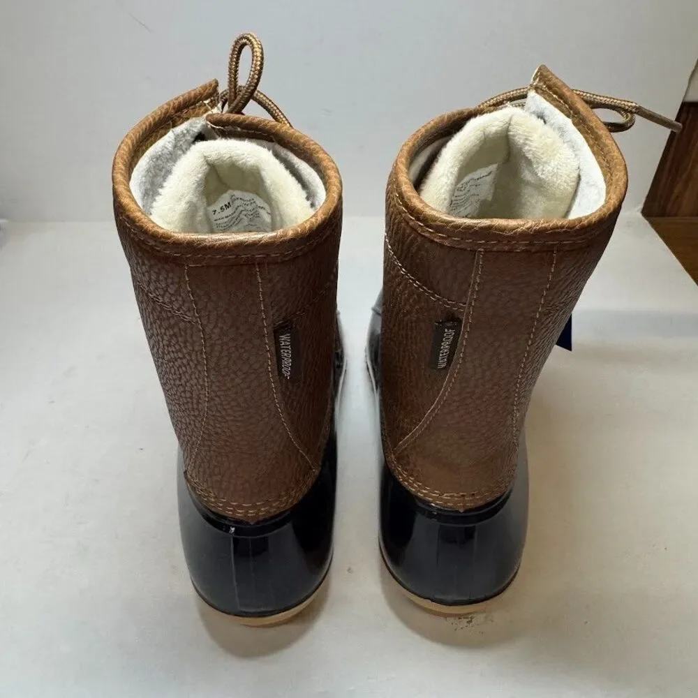 JBU Womens 7 M Chocolate Brown Leather Waterproof Lace Up Boots NIB KC6